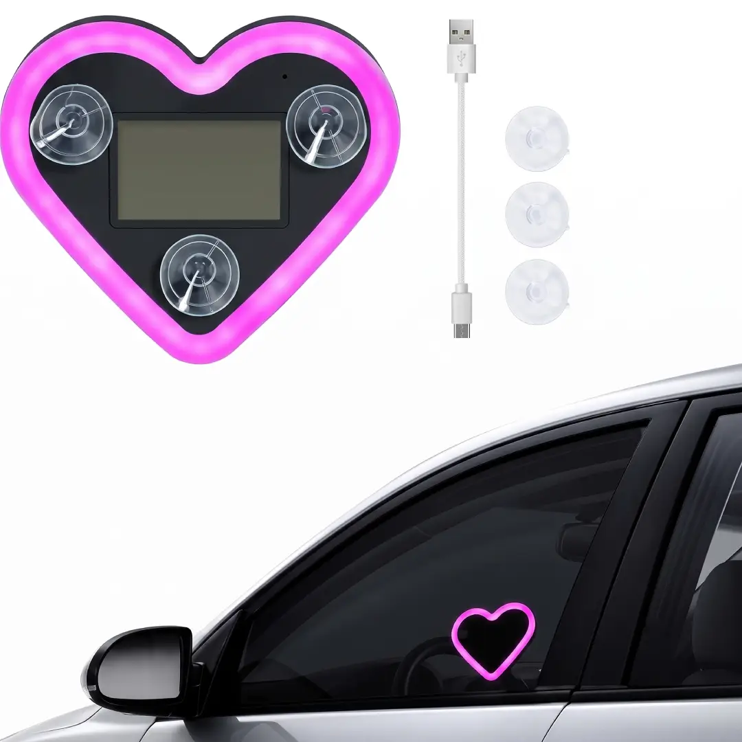 Heart Shaped Car LED Ambient Light Solar Waterproof 2 Pcs image 3