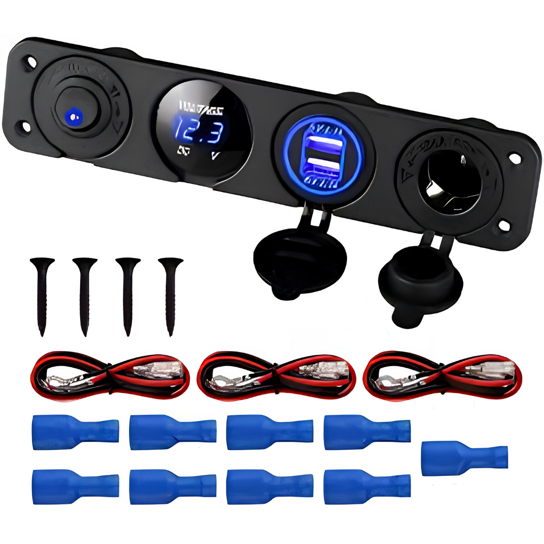 4 in 1 Car Voltmeter USB Charger Adapter with LCD Display
