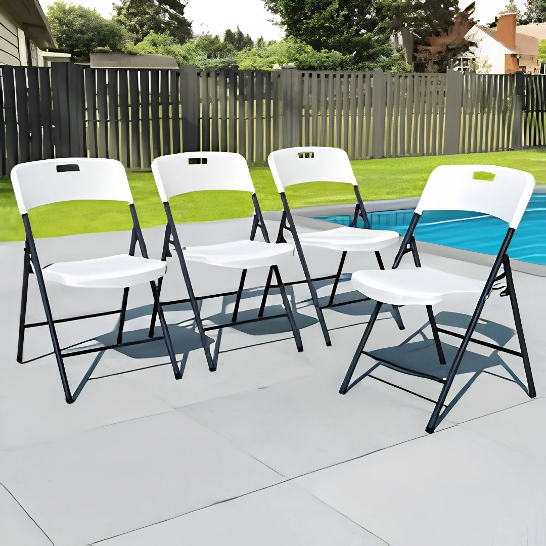 Black and White Folding Chairs for Home Parties and Outdoor Use image 3