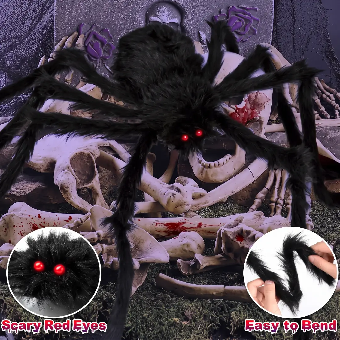 200-Inch Halloween Spider Web with 59-Inch Giant Spider Decoration image 2