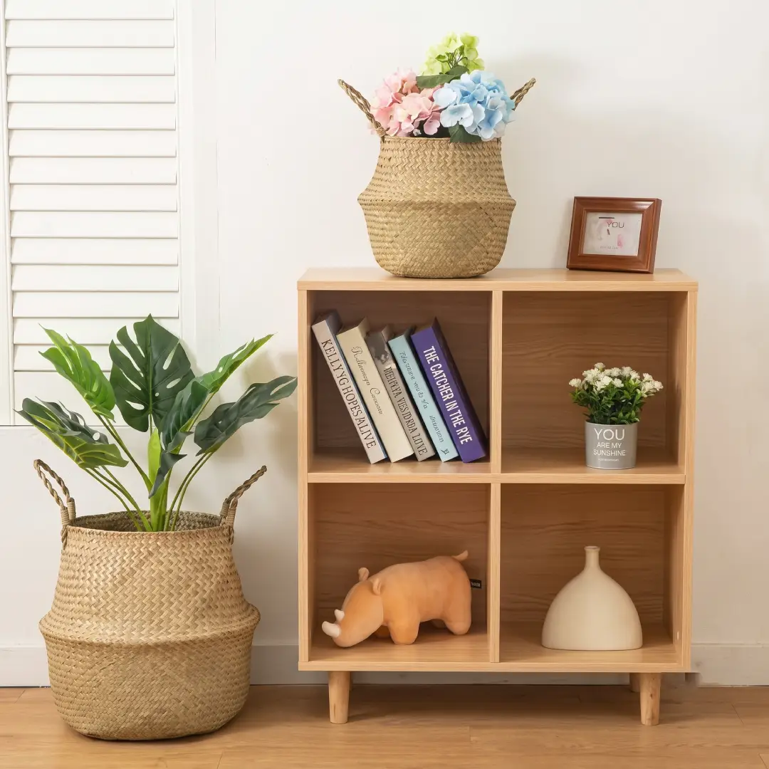 Seagrass Belly Basket Set of 2 Woven Plant Pot Holders image 2