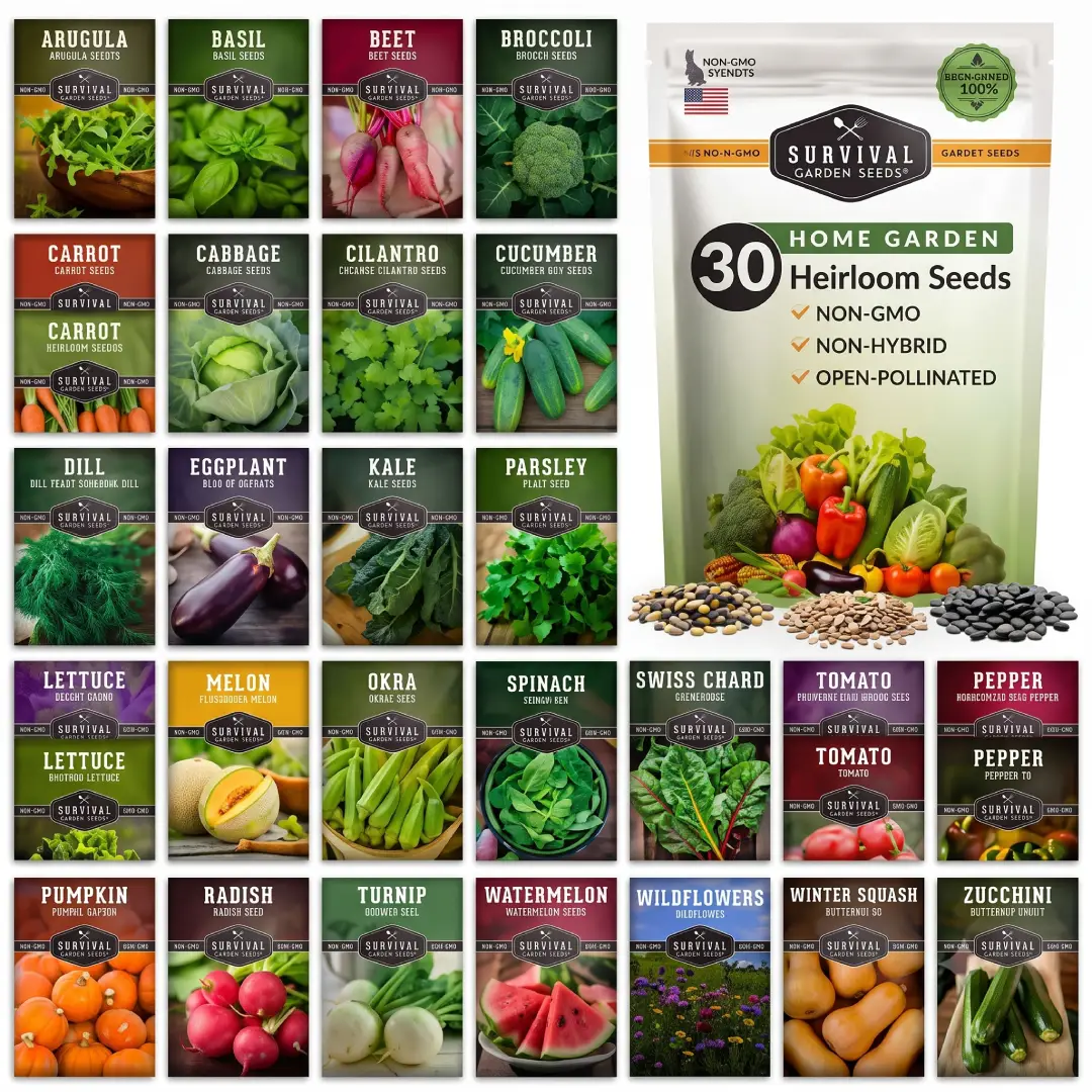 30 Pack Heirloom Vegetable Garden Seeds Non-GMO Variety Kit image 1