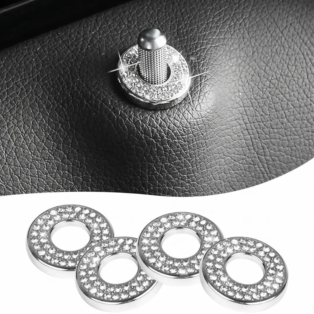 4 Pack Bling Car Door Lock Covers Rhinestone Decoration Stickers image 1