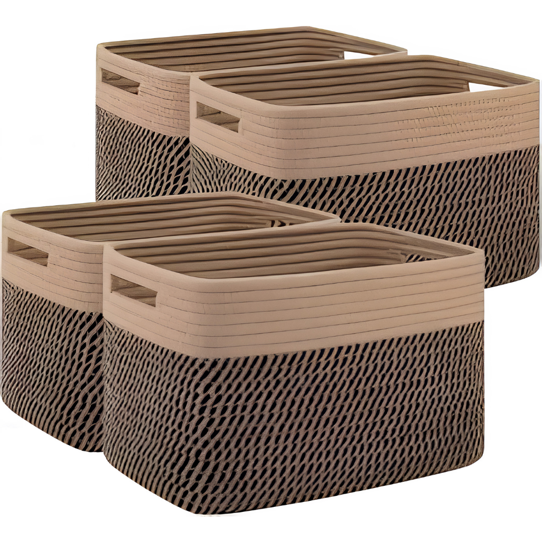 4 Pack Woven Storage Baskets for Shelves Toys and Clothes image 1