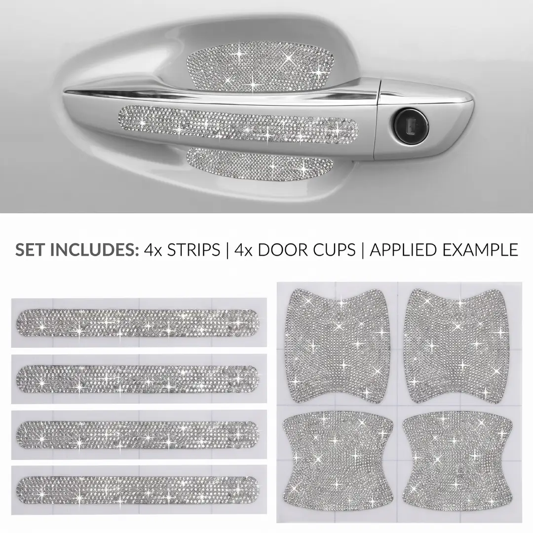 Bling Car Door Handle Protector Anti-Scratch Rhinestone Stickers image 1