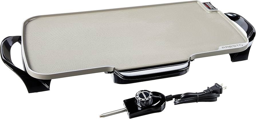 Presto 07062-22-Inch Ceramic Removable Handles Electric Griddle, Grey Ceramic
