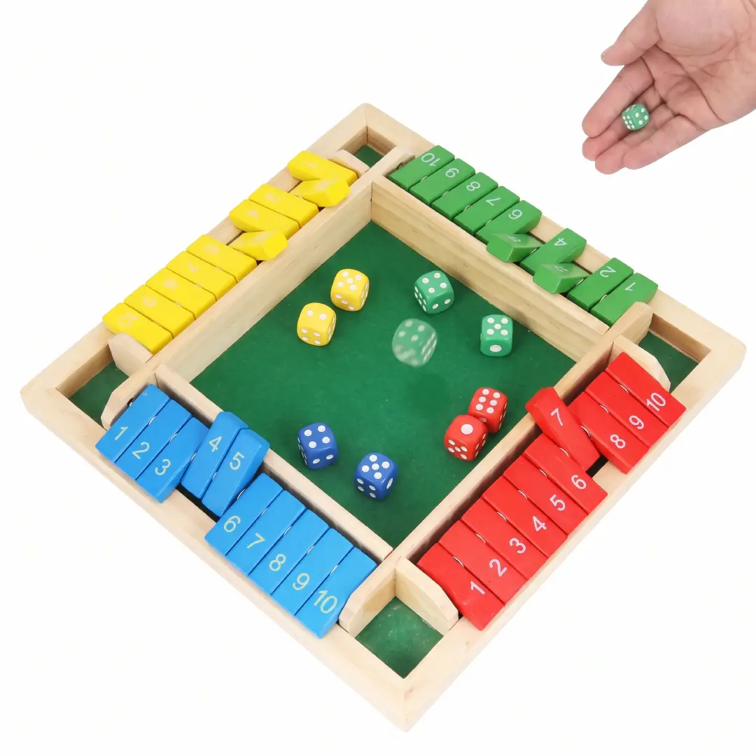 Shut The Box Dice Game Wooden Board Math Game for 2-4 Players image 1