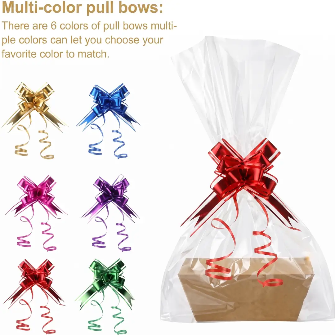 50 Pcs Empty Gift Basket Set with Bags and Pull Bows image 2