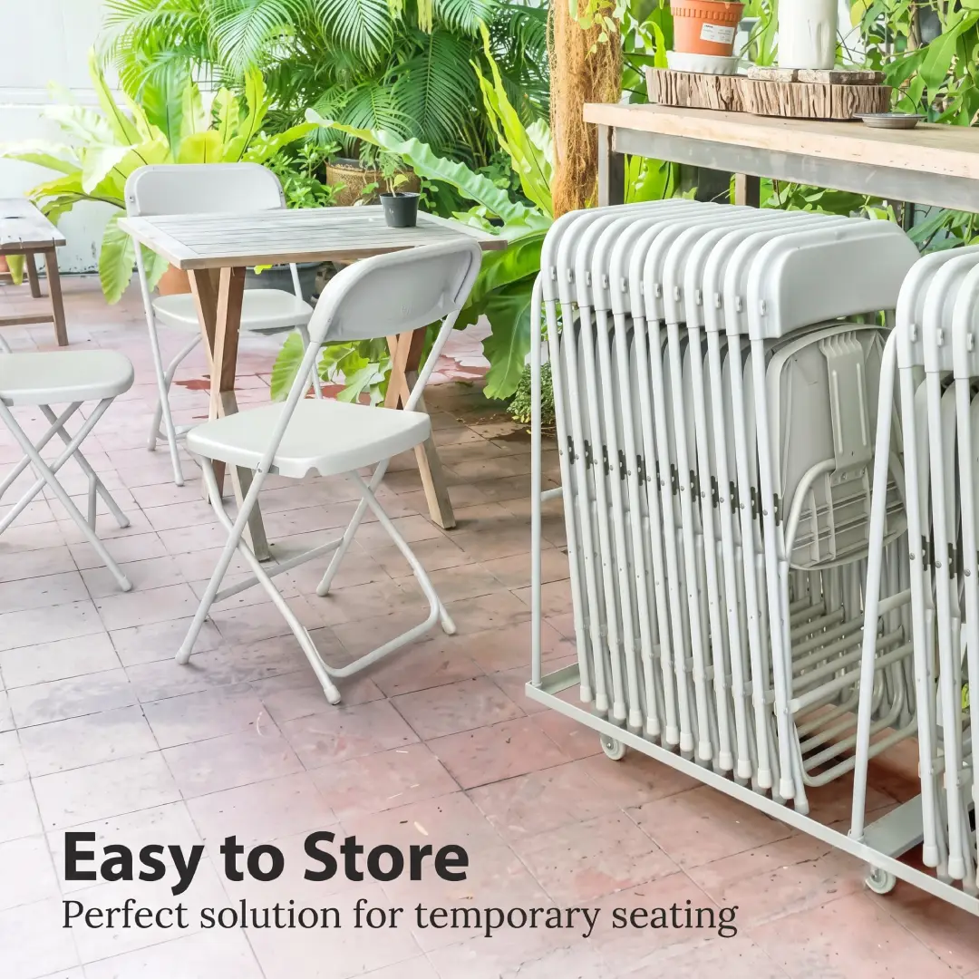4 Pack Stackable Plastic Folding Chairs with Iron Frame image 1