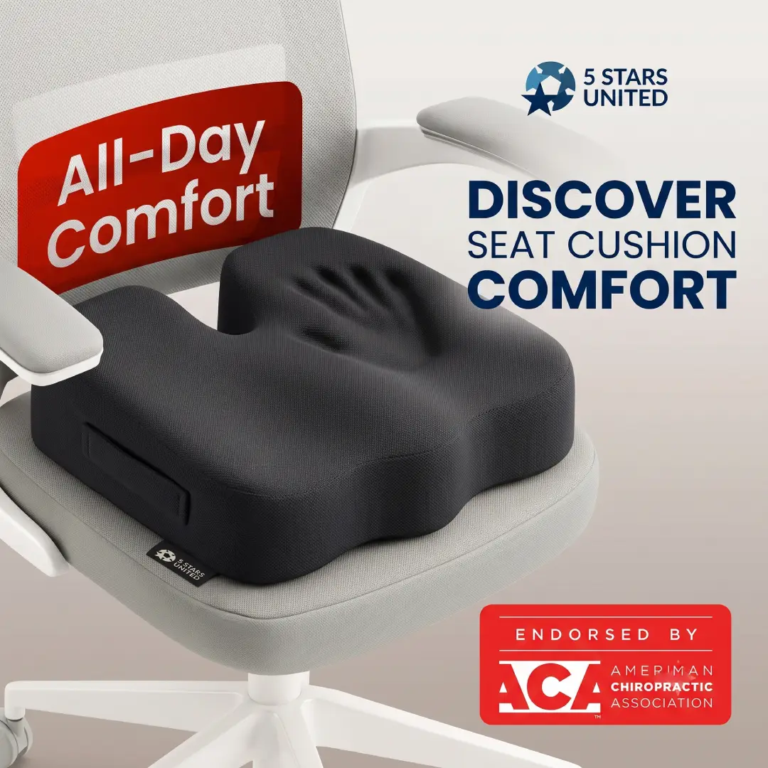 5 STARS UNITED Memory Foam Seat Cushion for Tailbone Support image 3