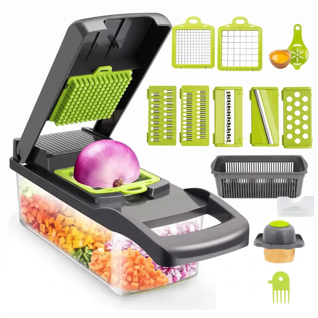 14-Piece Multifunctional Vegetable Grater & Slicer Set, Potato Shredder, Dicer & Handy Kitchen Cutting Tool image 1