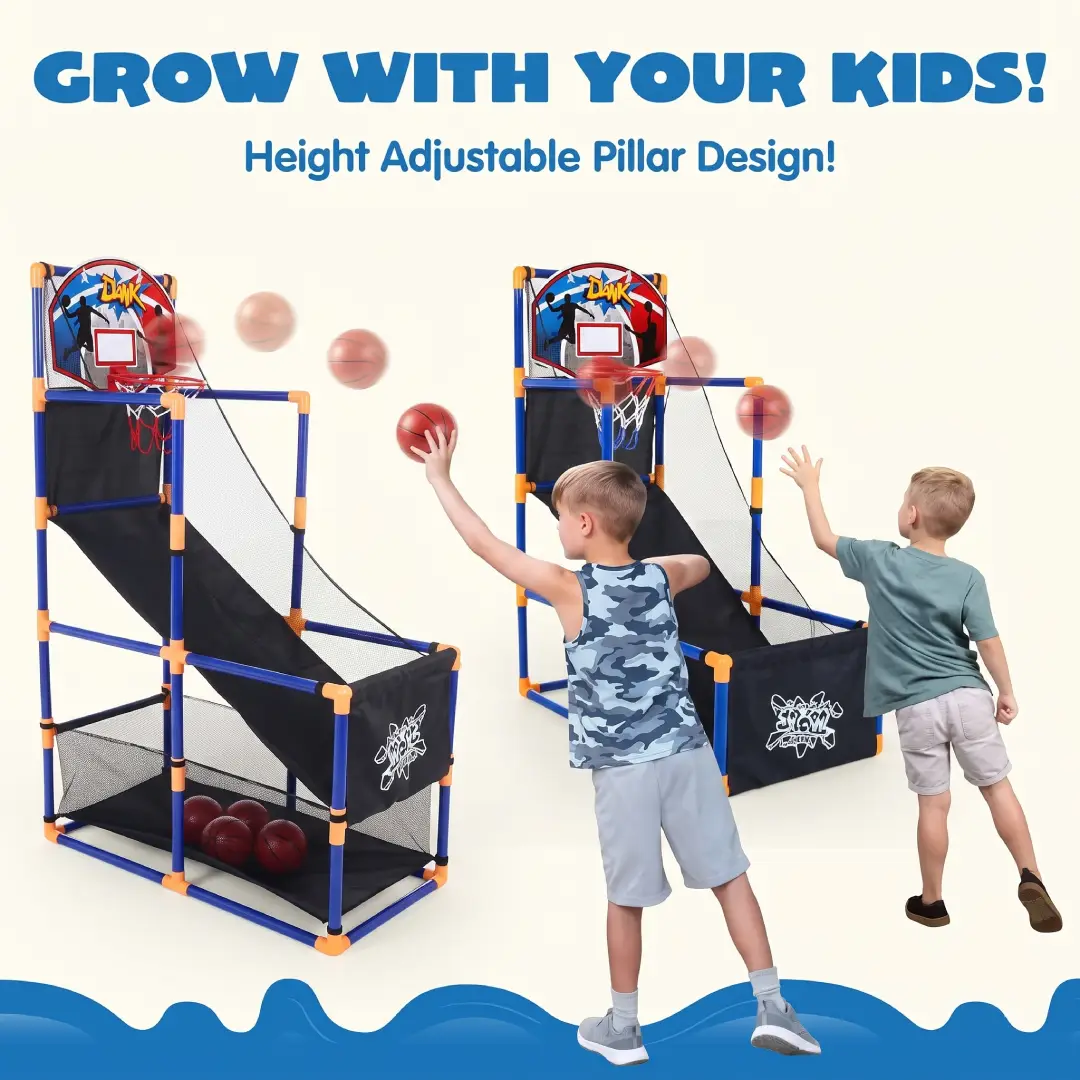 Kids Arcade Basketball Game Set – Indoor & Outdoor Hoop with 4 Balls & Pump image 3