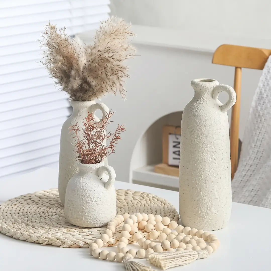 Ceramic Vase Set of 3 for Modern Farmhouse Decor image 2