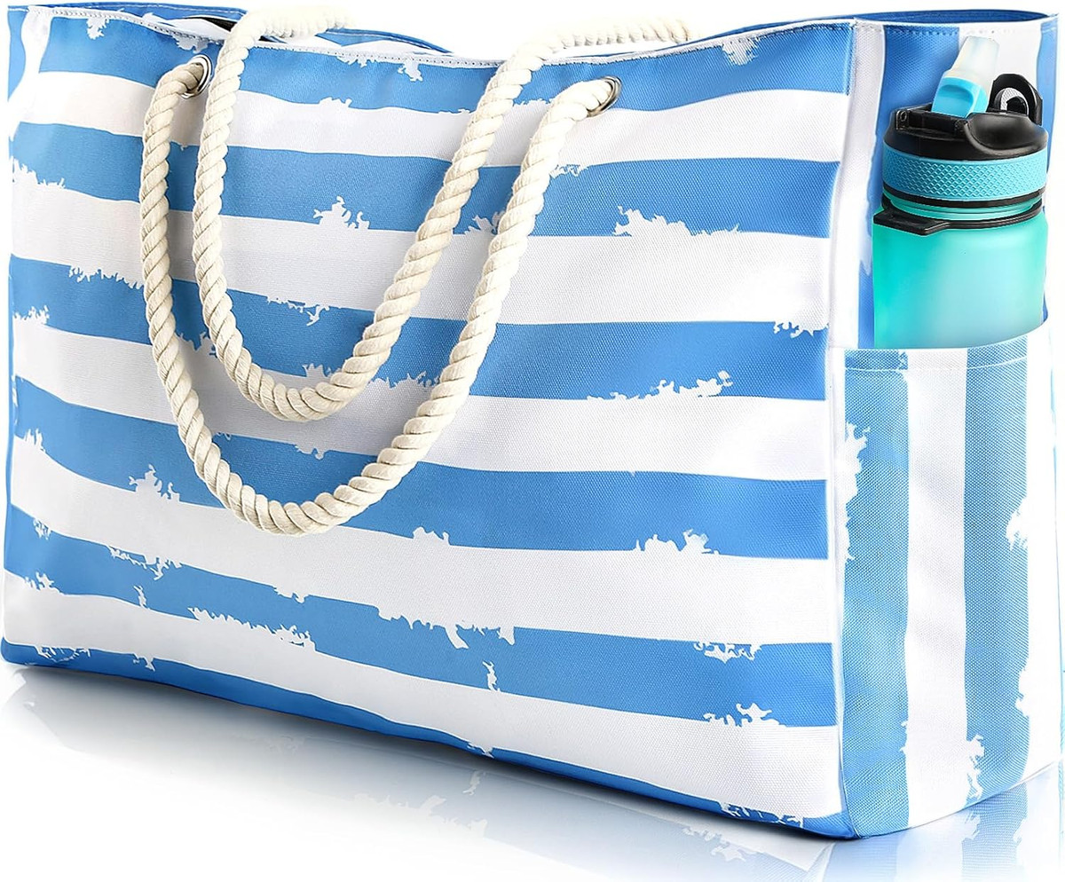 Clothirily Beach Bag for Women - Large Beach Tote Bag, Waterproof Sandproof Beach Bag with Zipper, Large Swim Pool Beach Tote