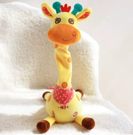Repeating What You Say Dancing Talking Giraffe Toy with 10 Songs Adjustable Volume Swaying Dancing Giraffe Musical Glowing