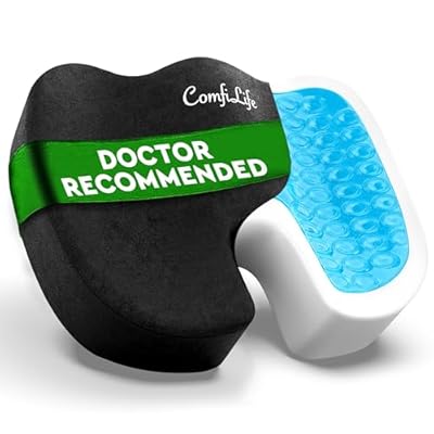 ComfiLife Premium Gel & Memory Foam Seat Cushion – Doctor Recommended Office Chair Cushion, Car Seat Cushion – Chair Cushions for Back & Sciatica Pain Relief – Seat Cushions for Office & Desk (Black)
