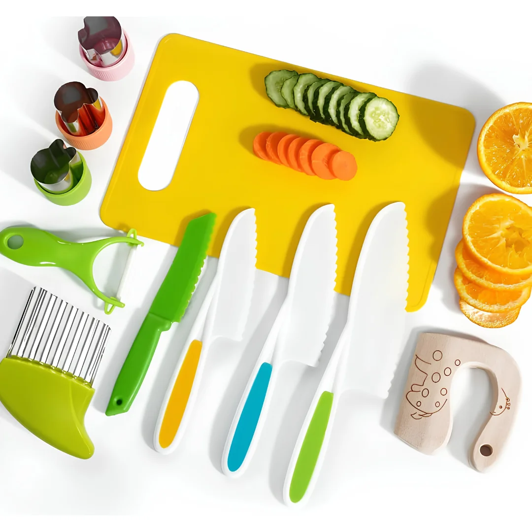 Montessori Kids Cooking Set with Safe Knives and Cutting Board image 3