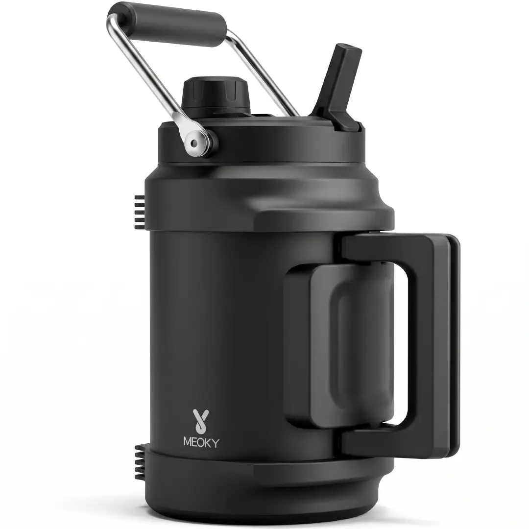 Meoky 64 oz Insulated Water Bottle with Straw and Spout Lid