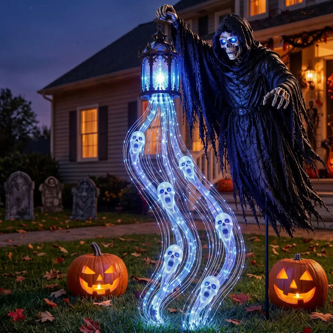 Halloween Grim Reaper Yard Stake, Solar Ghost Soul Light Outdoor Decoration image 2
