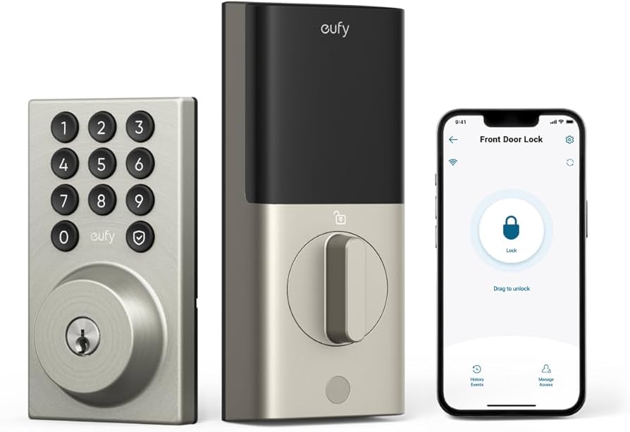eufy Security Smart Lock C30, Keyless Entry Door Lock, Built-in WiFi Keypad Deadbolt for Front Door, No Bridge Required, Easy Installation, App Remote Control, Reliable Power, BHMA Grade 3