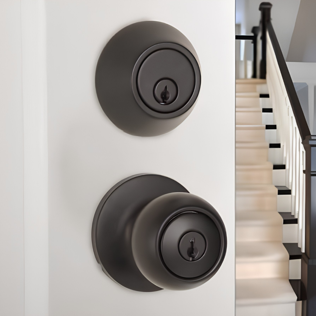 Amazon Basics Exterior Door Knob with Deadbolt Matte Black image 2