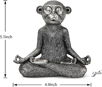 Smadeer Monkey Statue for Home Decoration,Monkey Figurine Sitting in Yoga Pose for Meditation Zen Spiritual Living Room Bedroom Shelf Bookshelf Decor Accents,Cute Animal Gifts,Small Holiday Ornament