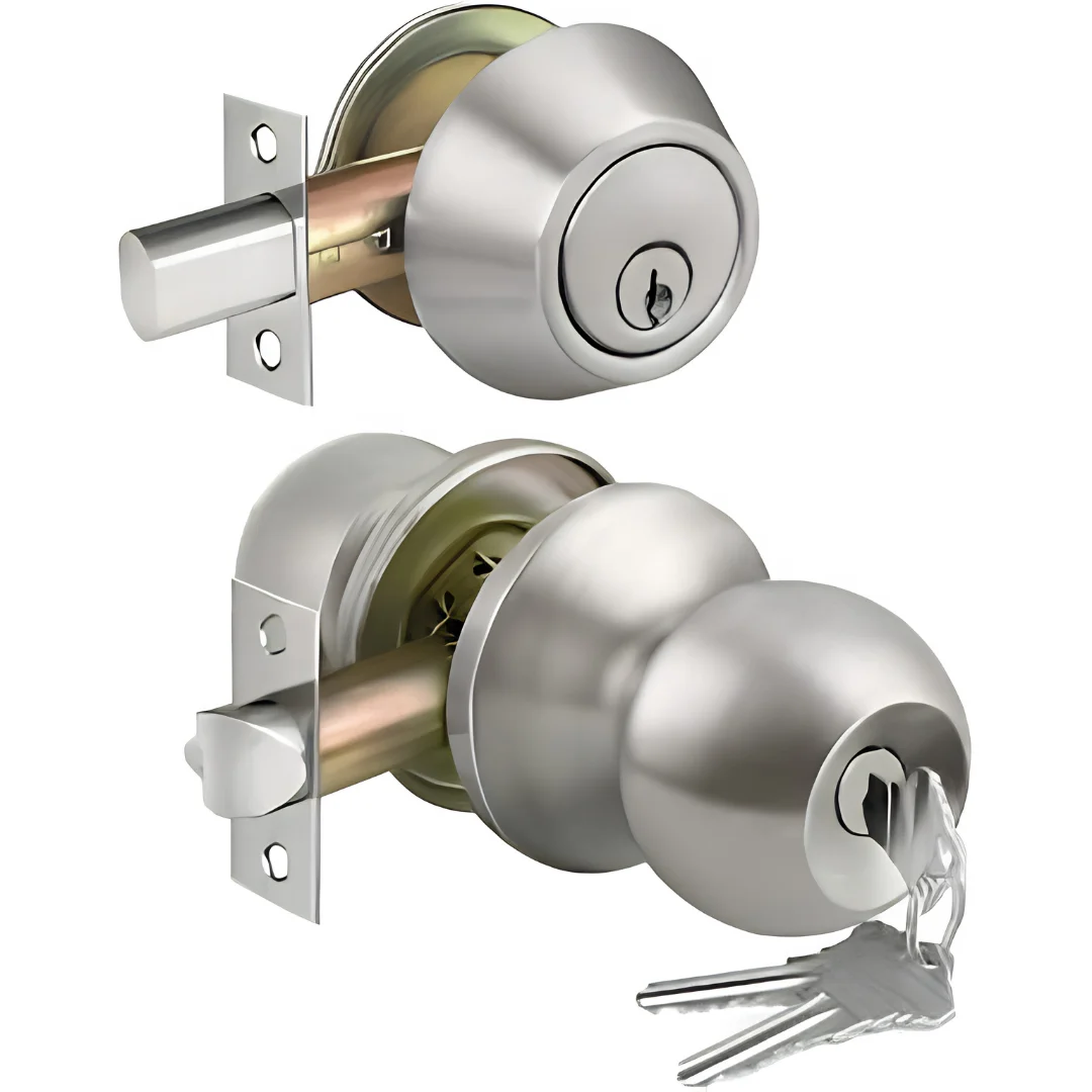 BESTTEN Keyed Entry Door Knob with Lock Heavy Duty Satin Nickel image 2