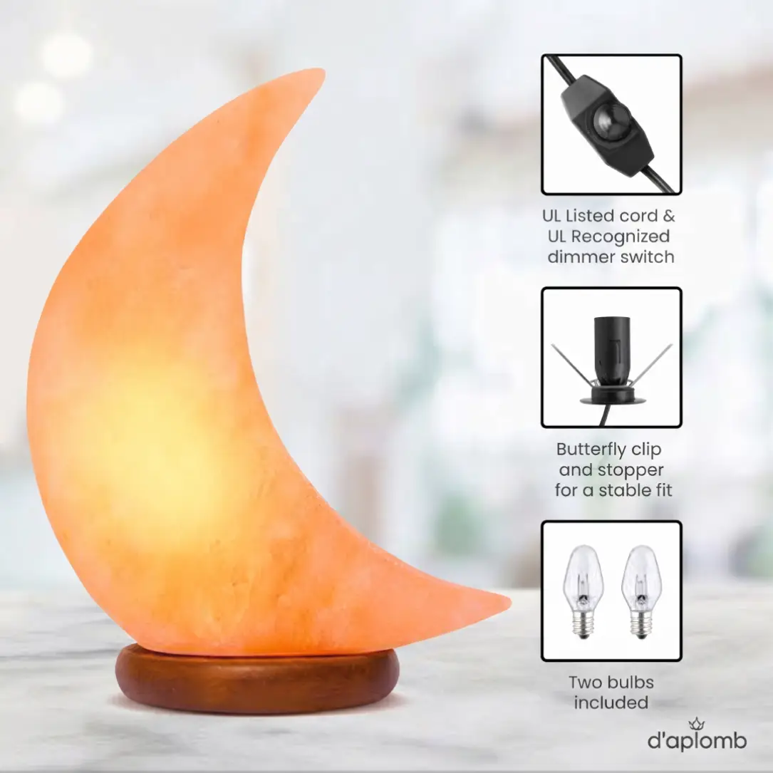 Moon Himalayan Salt Lamp with Dimmer Cord