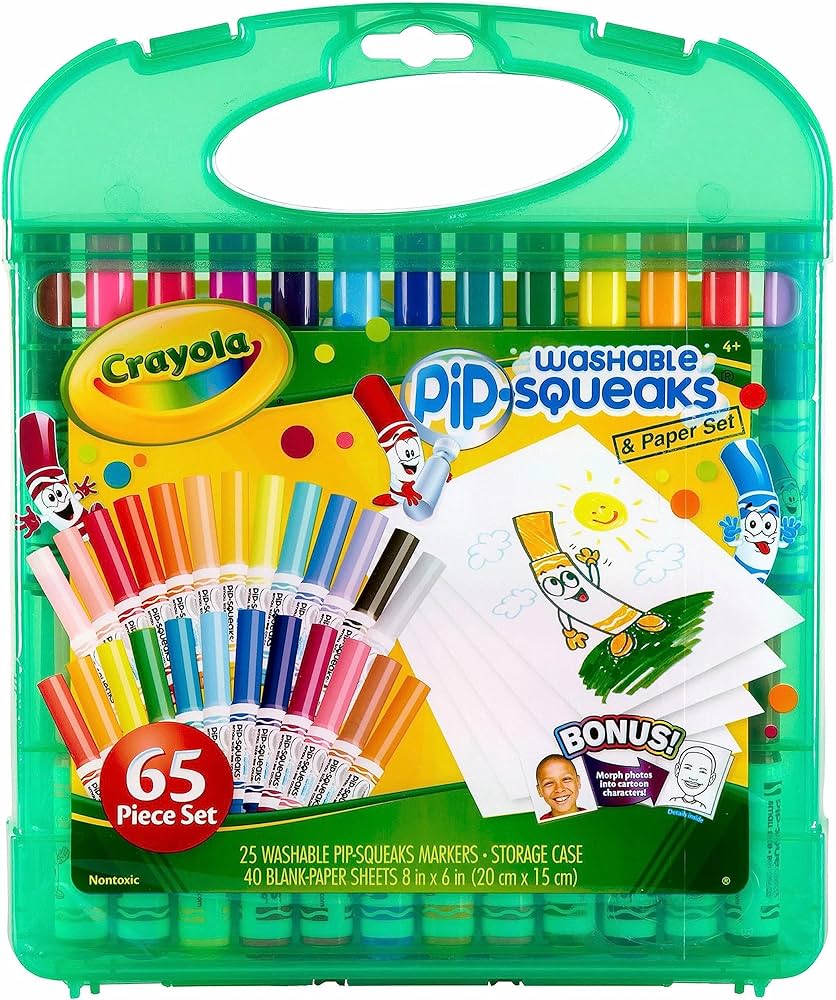 Crayola Pip-Squeaks Washable Marker Set (65ct), Essential Easter Basket Stuffers, Coloring Set, Drawing Art Supplies for Kids, Spring Craft Kit, Travel Activity, Gifts for Kids