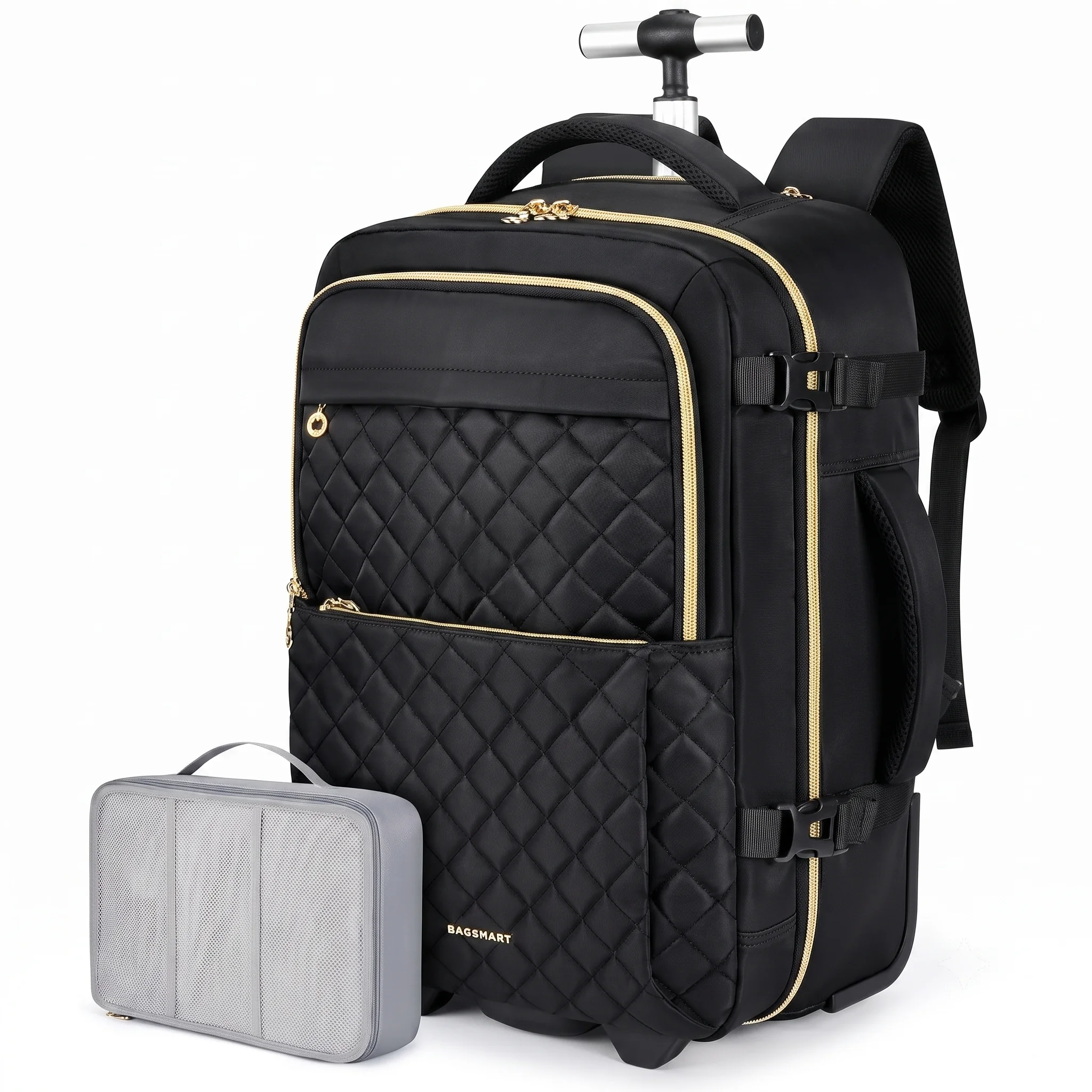 BAGSMART Rolling Backpack for Women with Wheels and Packing Cube image 1