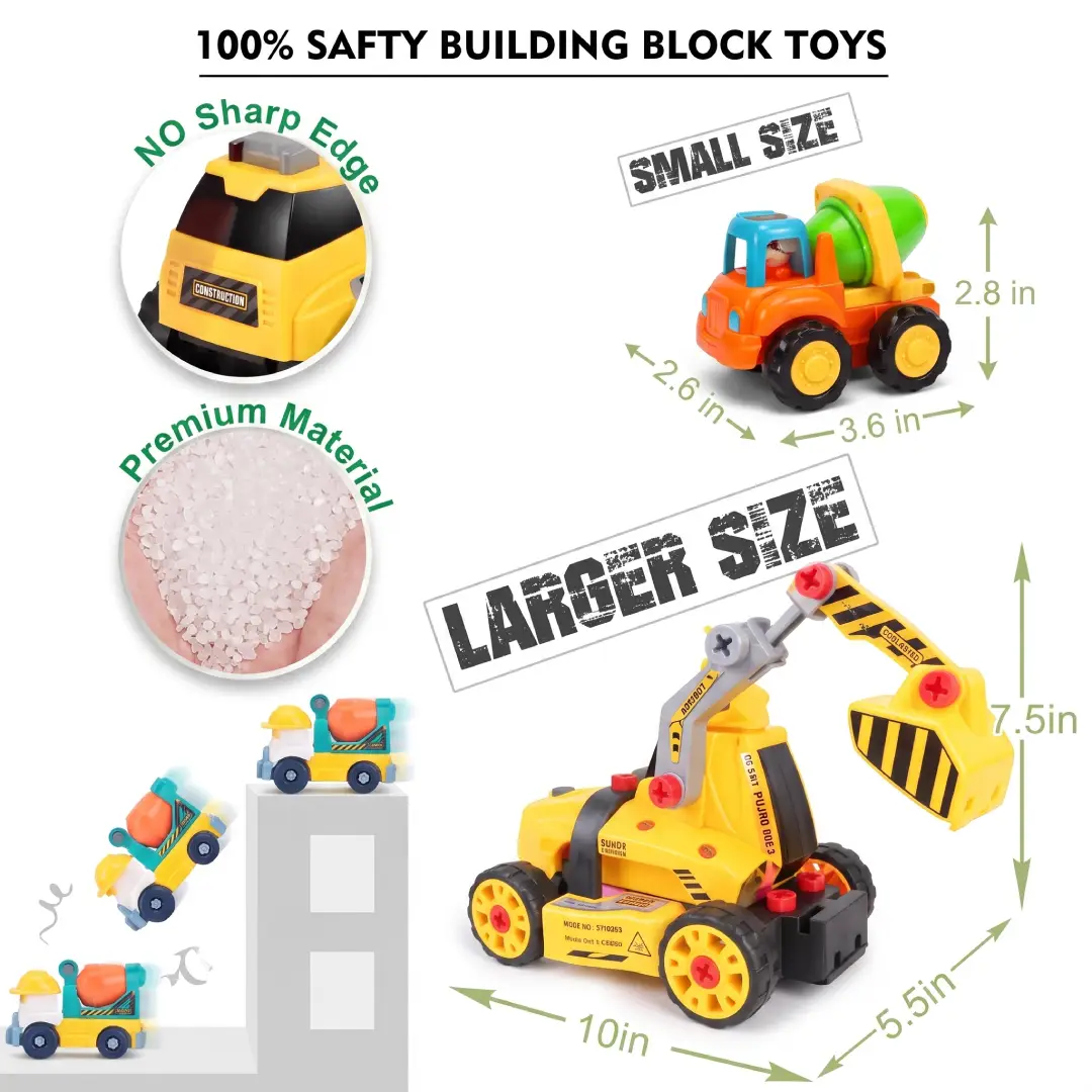 7-in-1 Take Apart Construction Truck Set with Electric Drill – STEM Toy for Kids image 3