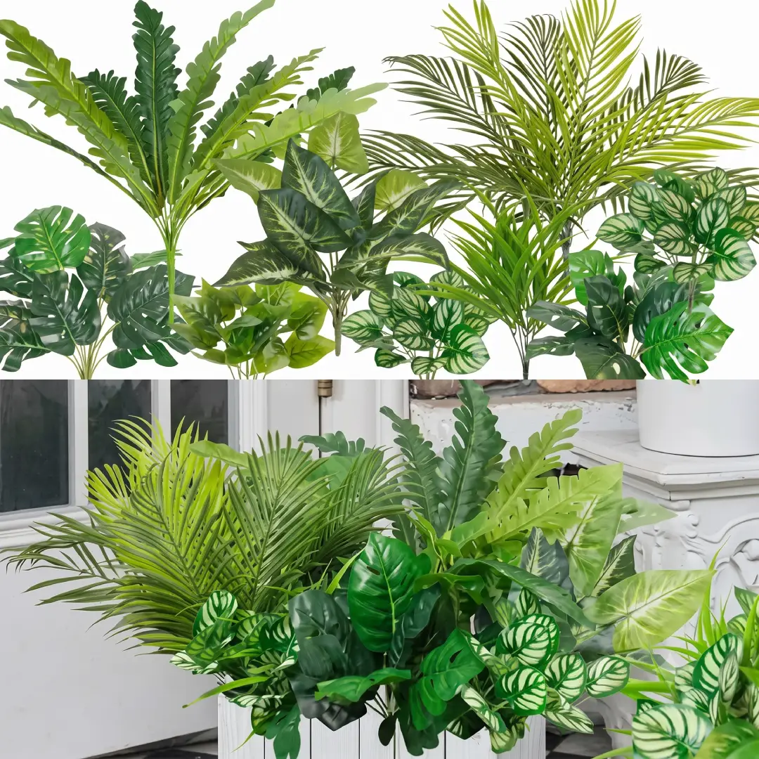 9 Pcs UV Resistant Outdoor Artificial Plants Faux Greenery image 1