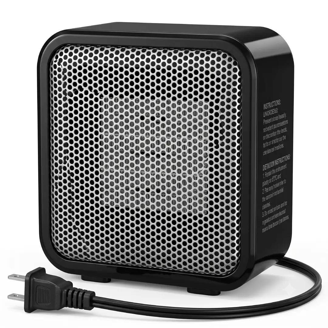 Amazon Basics Mini Ceramic Space Heater 500W Black Desk Heater
