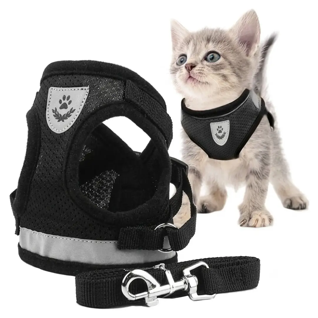 Adjustable Reflective Cat Harness and Leash Set image 1