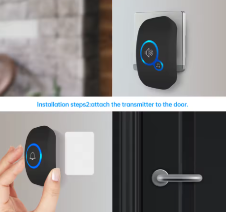 Fuers Wireless Smart Doorbell Home Security Alarm Welcome Doorbell LED Light 32 Songs with Waterproof Button easy Installation