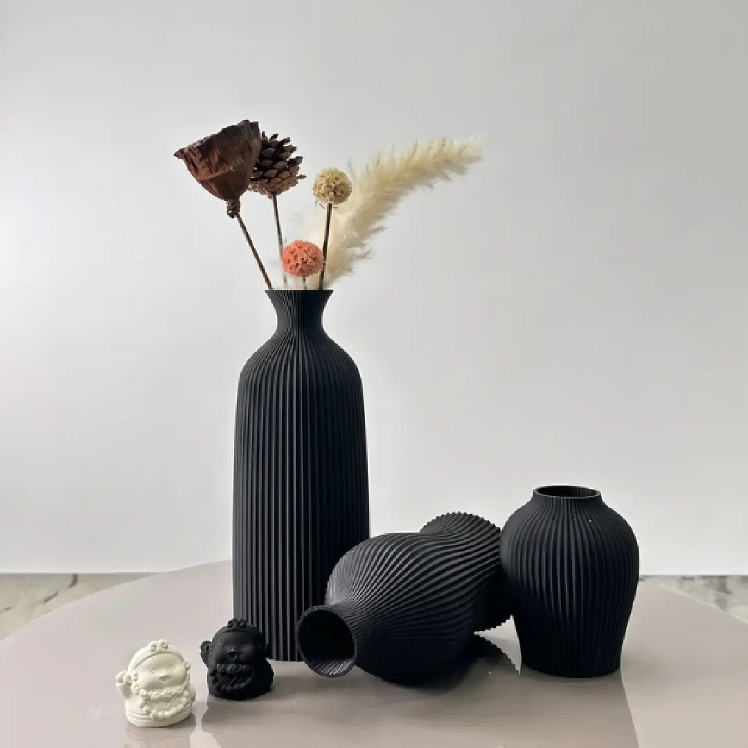 3-Piece Artistic Decorative Vase Set, Elegant Dry Flower Ornaments for Home, Office & Holiday Decor image 5