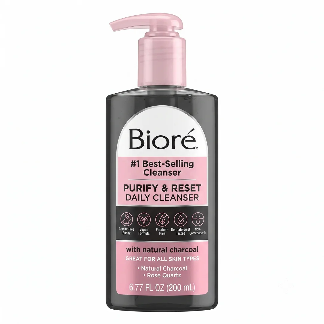 Bioré Rose Quartz + Charcoal Oil Free Daily Purifying Cleanser 6.77 oz image 3