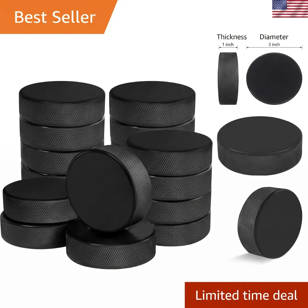 18 Pack Official Regulation Ice Hockey Pucks with Mesh Bag image 2