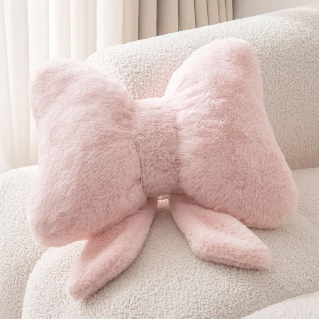 Pink Butterfly Bow Throw Pillow for Bed and Sofa Decor image 1