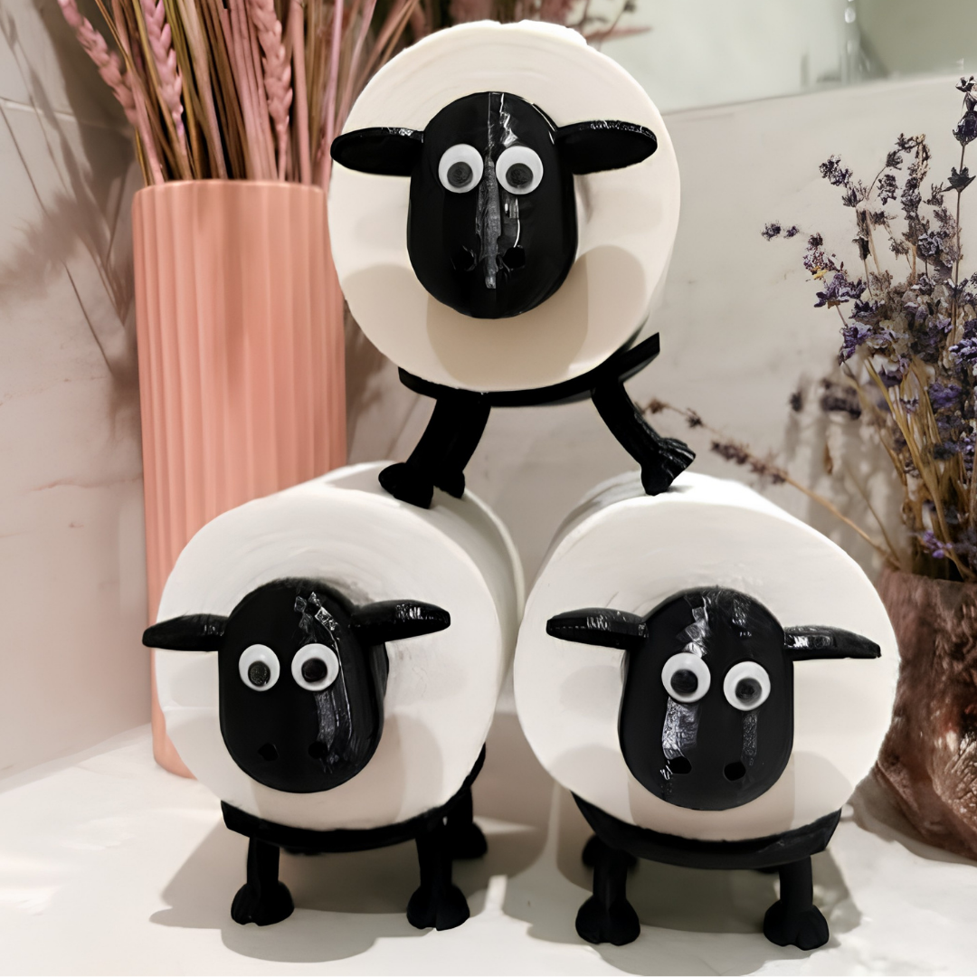 Sheep Toilet Paper Roll Holder Set Cute Bathroom Organizer 3 Pack