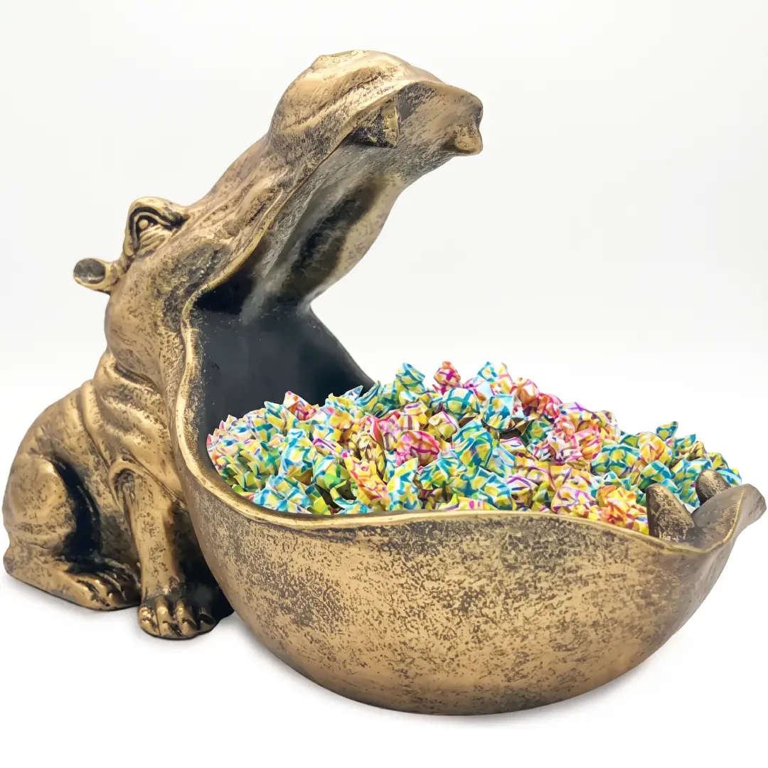 Hippo Statue Candy Dish Resin Decorative Key Bowl image 6