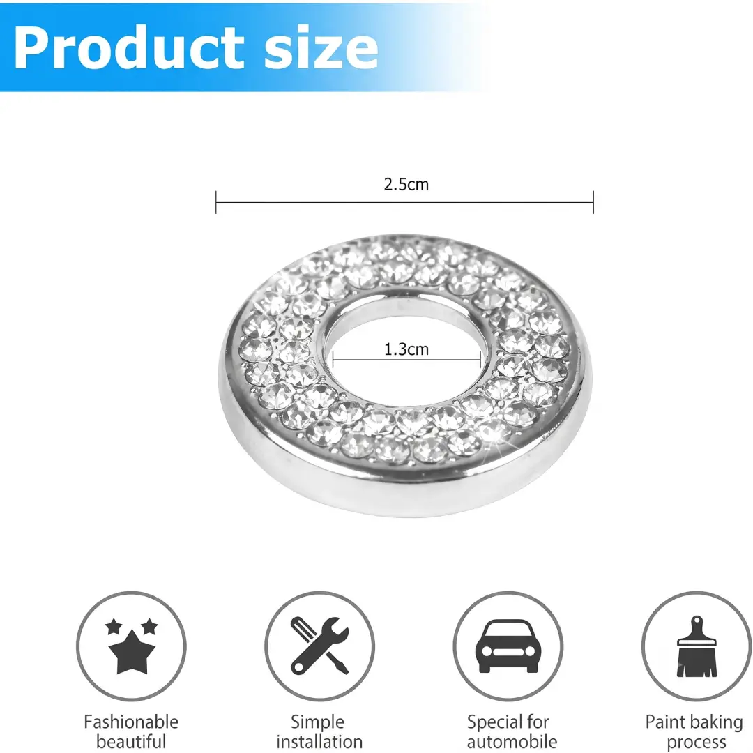 4 Pack Bling Car Door Lock Covers Rhinestone Decoration Stickers image 5