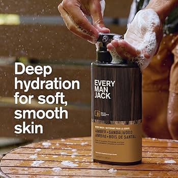 Every Man Jack Nourishing Amber + Sandalwood Mens Body Wash for All Skin Types - Cleanse, Nourish, and Hydrate Skin with Naturally Derived Coconut, Glycerin - 33.8 fl oz - 2 Bottles