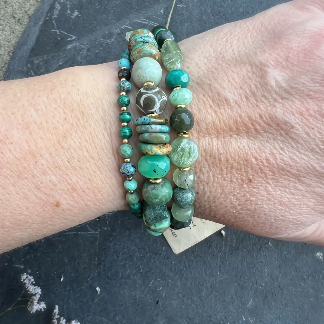 3mm Garnet Aqua Jade Agate Stackable Beaded Bracelet for Women image 2