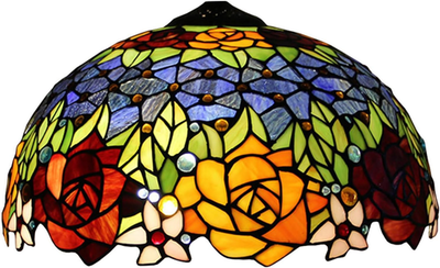 16 Inch Tiffany Style Stained Glass Lamp Shade Replacement Vintage Rose Lampshades Only with Cap Fit for Bedside Reading Lamp Study Light Kitchen Lamp Dining Room Lamp Floor Lamp,Blue