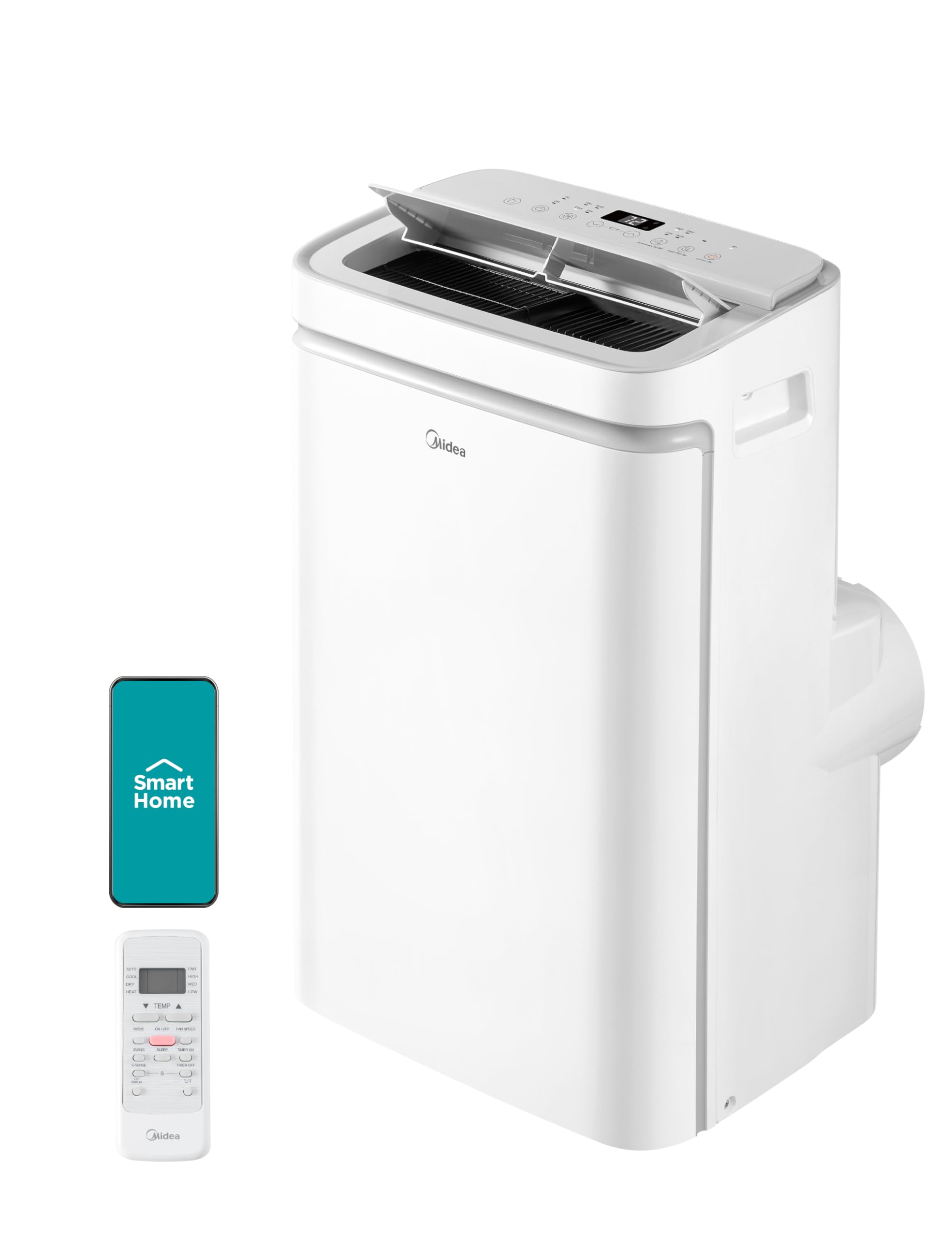 Midea 14,000 BTU ASHRAE (10,000 BTU SACC) Portable Air Conditioner, Cools up to 450 Sq.Ft., with Dehumidifier & Fan mode, Control with Remote, Amazon Alexa & Google Assistant, Easy-to-use and Install