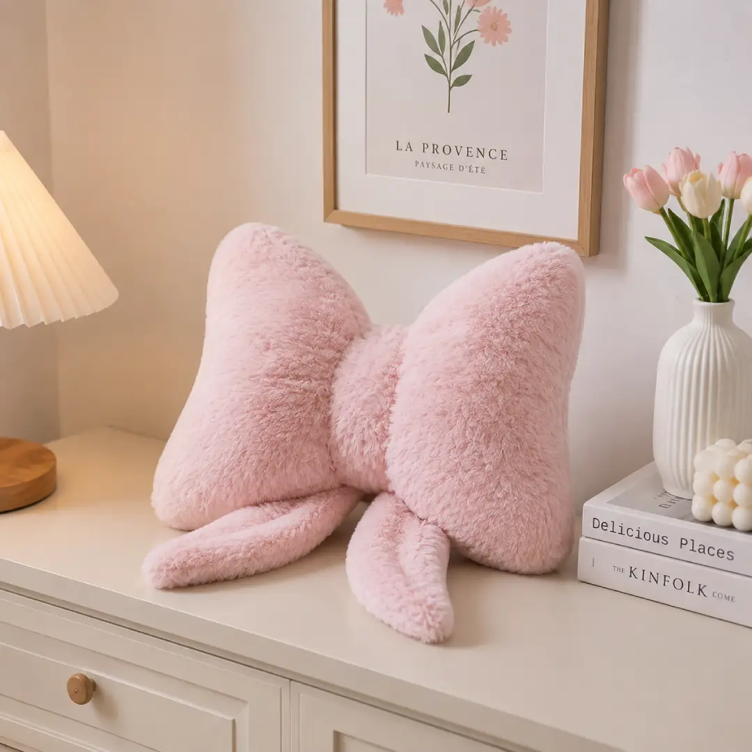 Pink Butterfly Bow Throw Pillow for Bed and Sofa Decor image 3