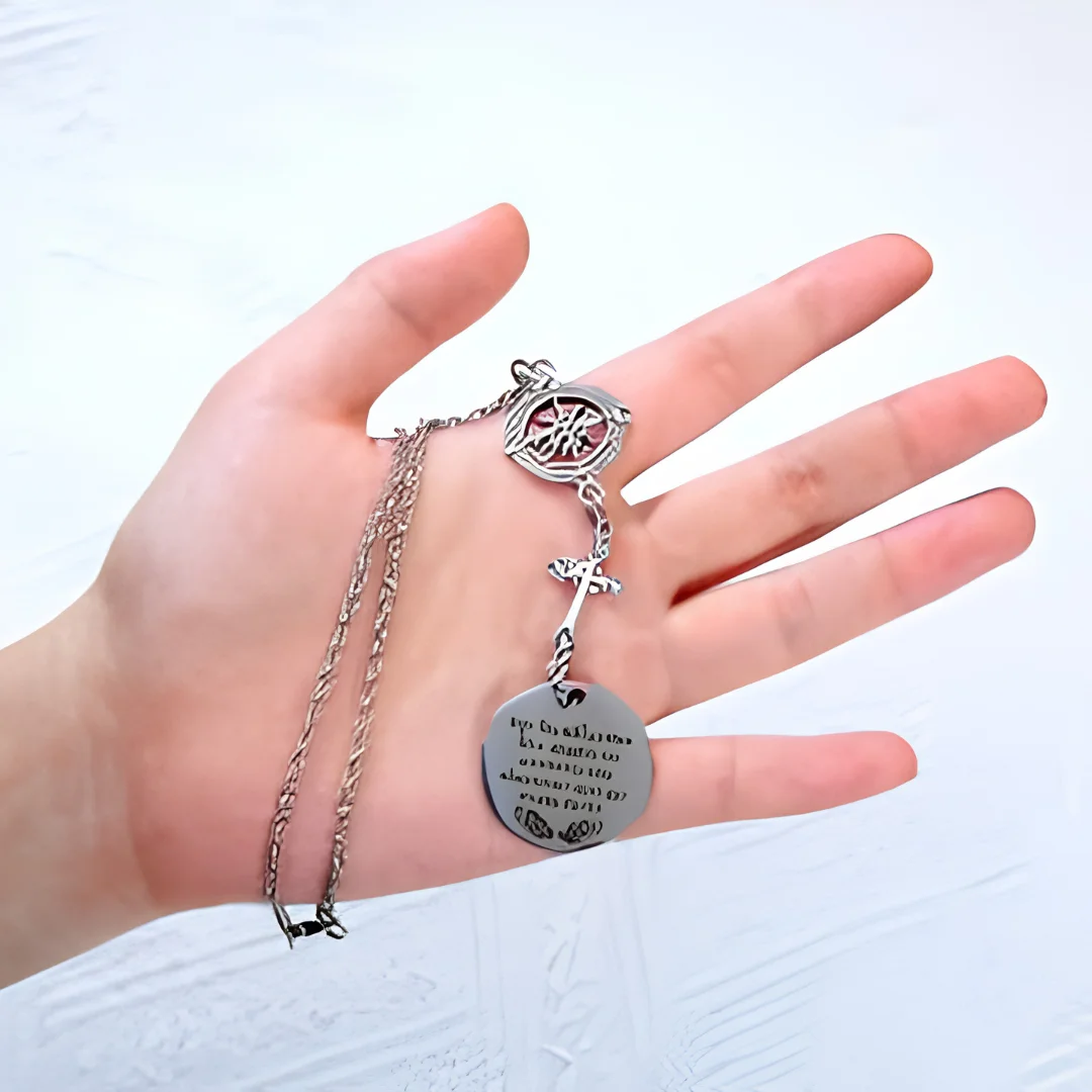 Cross Car Mirror Charm with Guardian Angel Psalm 91:11 image 3