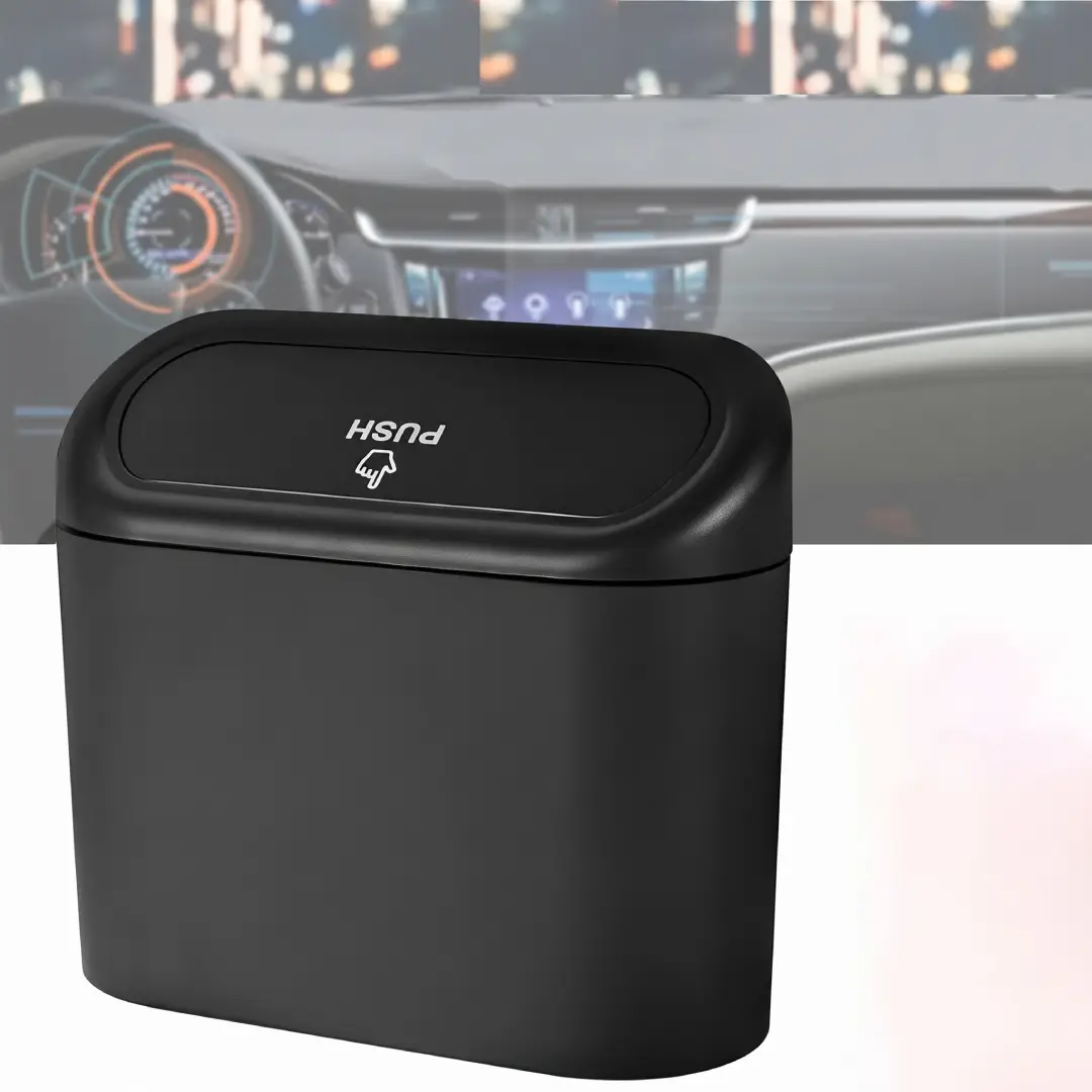 Car Trash Can with Lid Portable Hanging Vehicle Trash Bin image 5