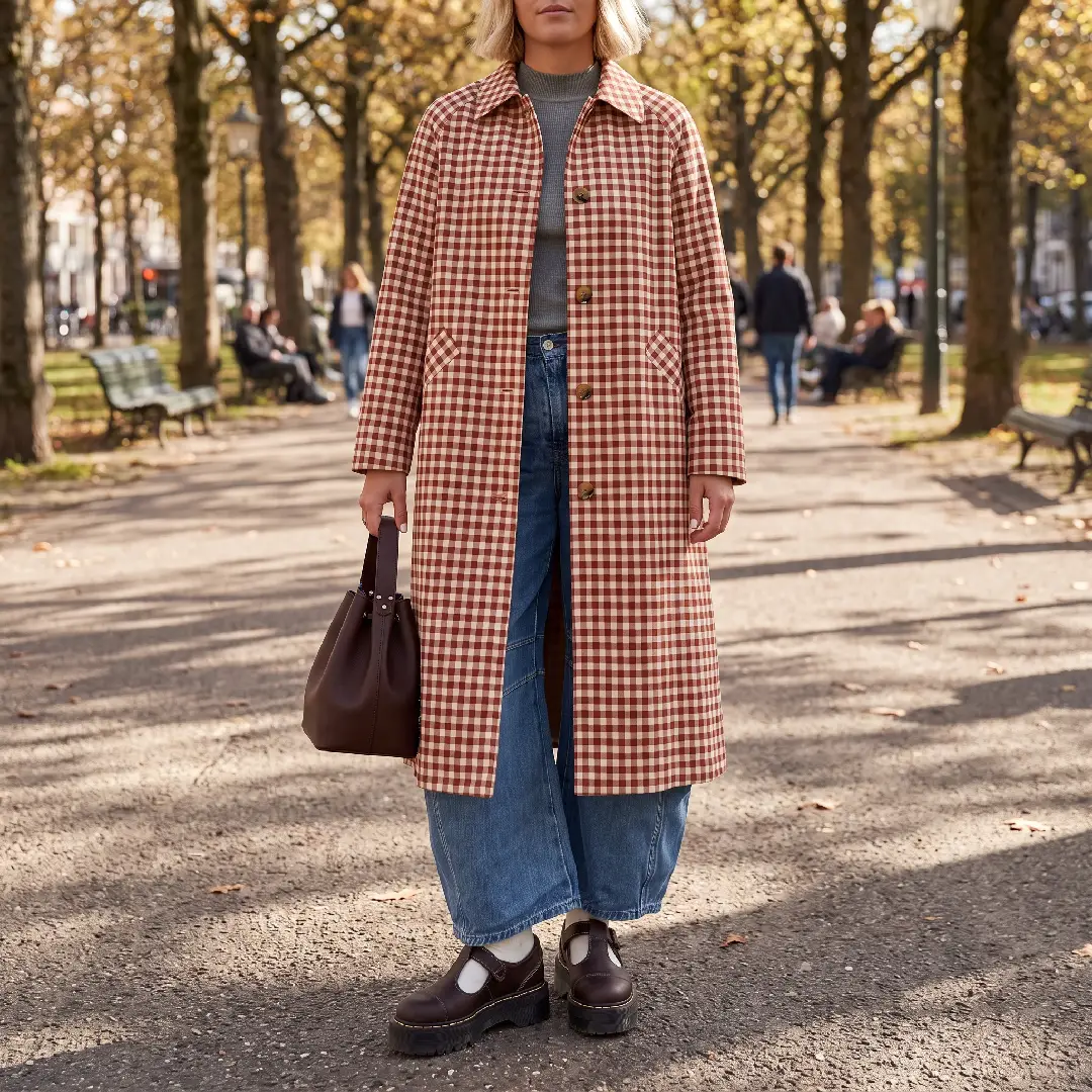 Cicy Bell Women's Plaid Trench Coat – Long Single-Breasted Fall Jacket image 5